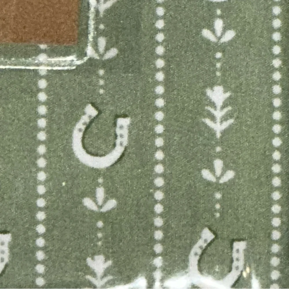 Wrangler Olive Horseshoe 4-Piece Sheet Set Sz KING STABLES STRIPE GREEN